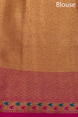 Coral Peach Paithani Cotton Banarasi Saree