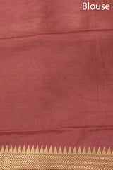Rust Peach Geometrical Handloom Katan Silk Banarasi Saree