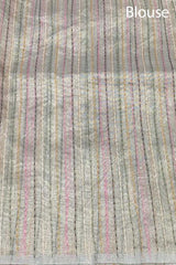 Off White Floral Embroidered Tissue Silk saree