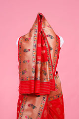 Red Paithani Woven Banarasi Saree