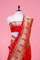 Red Paithani Woven Banarasi Saree