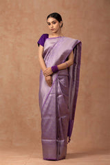 Silk saree, Semi silk saree,Lilac Saree, Party wear saree, Wedding Saree