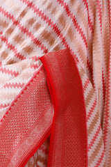 Off White Striped Woven Silk Saree