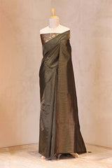 Black Chanderi Silk Saree
