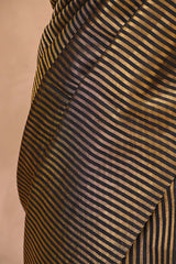 Black Soft Silk Saree with Zari Stripes