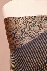 Black Soft Silk Saree with Zari Stripes