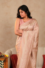 Mauve Soft Silk Saree with Silver Zari Floral Jaal