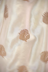 White Semi Silk Banarsi Saree With Gold Zari Woven
