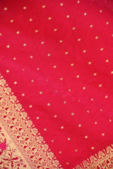 Fuscia Pink Semi Satin Silk Saree With Meenakari