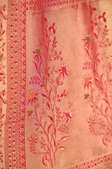 Fuscia Pink Semi Satin Silk Saree With Meenakari