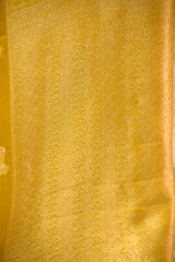 Light Green Viscose Saree with Golden Wave Texture And Pichwai Border