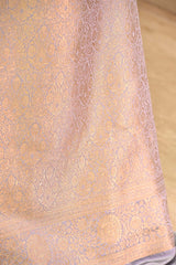 Midnight Blue Semi-satin Silk Saree with Gold Zari Floral Jaal