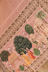 Pastel pink Semi-Tusser Saree with Royal Heritage Pallu