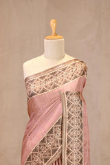 Pastel pink Semi-Tusser Saree with Royal Heritage Pallu