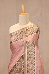 Pastel pink Semi-Tusser Saree with Royal Heritage Pallu