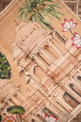 Golden-Beige Semi-Tusser Saree with Royal Heritage Pallu
