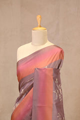 Rust Mauve Semi Silk Saree with Ethereal Floral vines