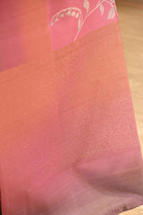 Vintage Rose Semi Silk Saree with Ethereal Floral vines