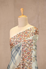 Sky Blue Semi Silk Saree With Kalamkari Print