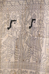 Sage Green Semi Tusser Saree with Madhubani Printed Border