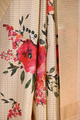 Off-White Semi-Tussar Saree with Digital Floral Prints