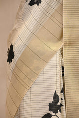 Off-White Semi-Tussar Saree with Digital Printed Floral Motifs