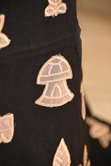 Black Semi-Tussar Silk Saree with Gold zari woven checks