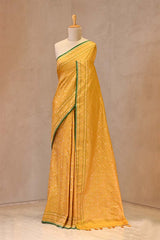 Yellow Jamdani Semi Silk Saree with Floral Jaal