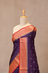 Purple Viscose Silk Saree with Zari Checks and Sona-Rupa Buti