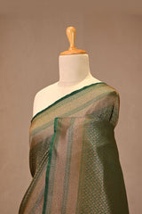 Bottle Green Soft Silk Saree with Zari Woven Brocade