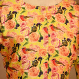 Floral Delight Yellow Chiniya Silk Blouse