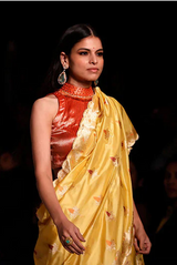 Coral Orange Handwoven Banarasi Silk Blouse