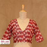Red Ikkat Printed blouse for saree