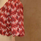Red & White Geometrical Printed Silk Blouse
