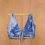 Blue Floral Printed Silk Blouse