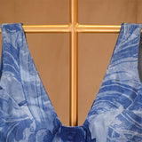 Blue Floral Printed Silk Blouse