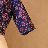 Navy Blue Patola Woven Silk Blouse