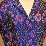Navy Blue Patola Woven Silk Blouse