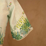 Powder Blue Coral Printed Linen Blouse