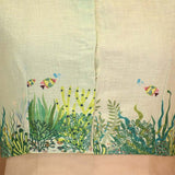 Powder Blue Coral Printed Linen Blouse