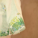 Powder Blue Coral Printed Linen Blouse