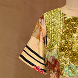 Multicolored Abstaract Printed Embellished Silk Blouse