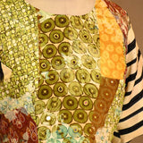 Multicolored Abstaract Printed Embellished Silk Blouse