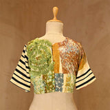 Multicolored Abstaract Printed Embellished Silk Blouse