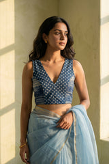 Indigo Bandhni Printed Cotton Blouse