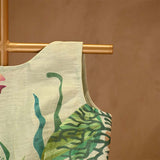 Sea Blue Coral Printed Linen Silk Blouse