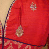 Red Banarasi Blouse Designed with Cutdana & Aari Handwork