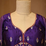 Banarasi Purple Designer Blouse With Cutdana & Aari Handwork