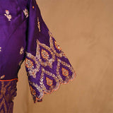 Purple Banarasi Silk Blouse with Kadhwa Motifs and Handwork