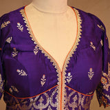 Purple Banarasi Silk Blouse with Kadhwa Motifs and Handwork